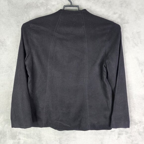 Womens Black WinterSilks Jacket Silk & Wool Blend Long Sleeve V Neck Size 14 - Picture 8 of 11